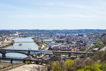 Wall Mural - Skyline of Pittsburgh, Pennsylvania at night from mount washington above the monongahela river