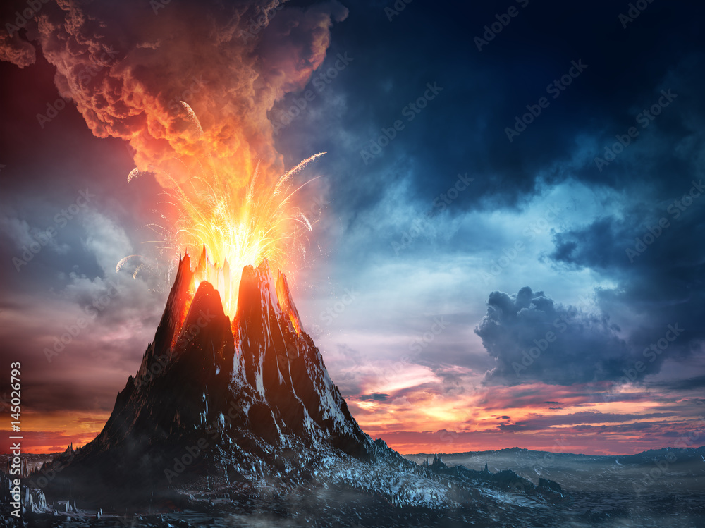 Volcanic Mountain In Eruption
 - obrazy, fototapety, plakaty 