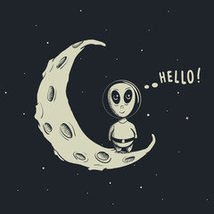Wall Mural - funny alien astronaut