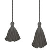 Vector Set of Two Black Hanging Decorative Tassels With Ropes. Great for graduation cards, invitations, hats, mockups, grad party designs.