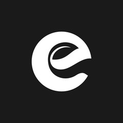 Wall Mural - letter e and leaf logo vector.