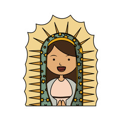 Wall Mural - white background of colorful half canvas of virgin of guadalupe vector illustration