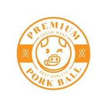 Premium Pork Ball With Pig Stick Out Tounge Illustration