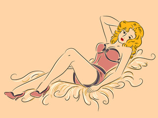 Sticker - Girl Pin Up Lingerie Pose