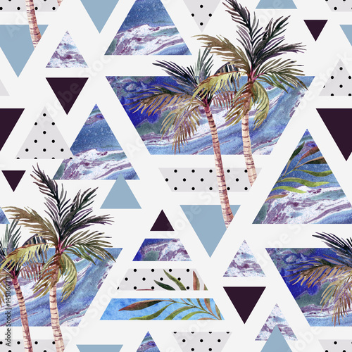 Tapeta ścienna na wymiar Abstract summer geometric seamless pattern.