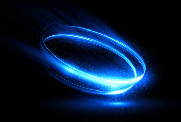 Wall Mural - Glow effect. Ribbon glint. Abstract rotational border lines. Power energy. LED glare tape. .Luminous shining neon lights cosmic abstract frame. Magic design round whirl. Swirl trail effect.