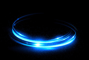 Wall Mural - Glow effect. Ribbon glint. Abstract rotational border lines. Power energy. LED glare tape. .Luminous shining neon lights cosmic abstract frame. Magic design round whirl. Swirl trail effect.