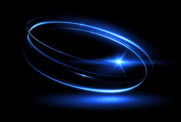 Wall Mural - glow effect. ribbon glint. abstract rotational border lines. power energy. led glare tape. .luminous