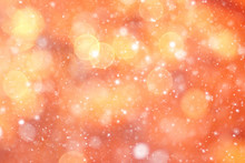 Orange Bokeh Blurred Background Snowflakes Glare