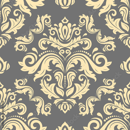 Obraz w ramie Orient vector classic golden pattern. Seamless abstract background with repeating elements. Orient background