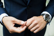 © Astrakan Images - Close up of elegant man wearing full suit and wristwatch