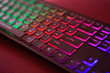 Beautiful computer keyboard with backlight in the dark