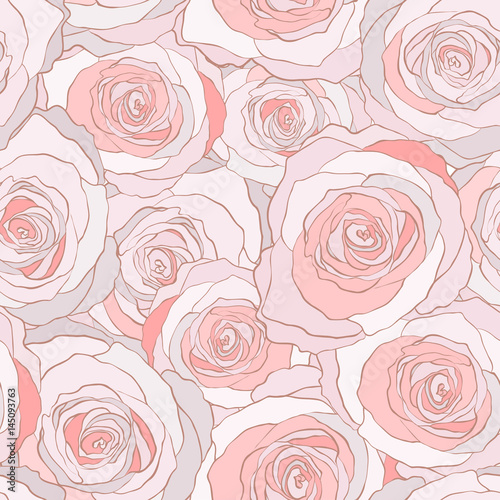 Cotton fabric roses seamless vector pattern