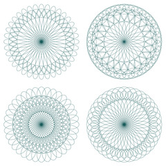 Poster - Set of Green Vector Guilloche Rosettes