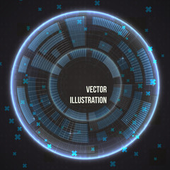 Poster - Abstraction digital blue with lights vector background