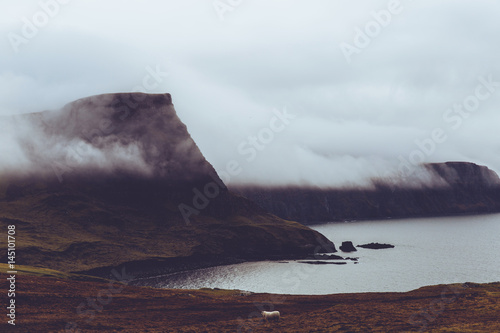 Fotografía Misty cloud on coast of Isle of Skye Scotland