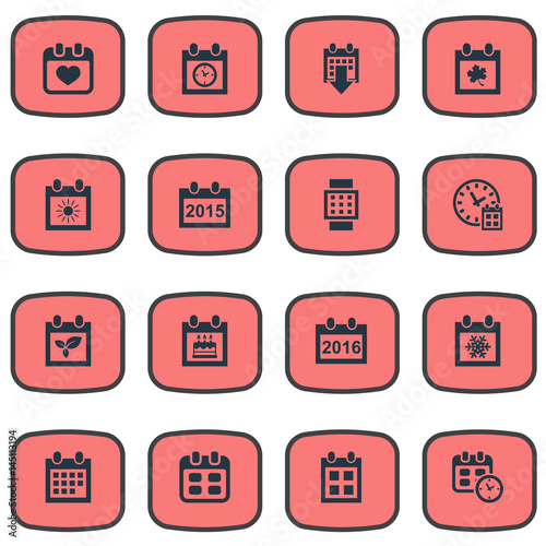 Vector Illustration Set Of Simple Date Icons. Elements Deadline