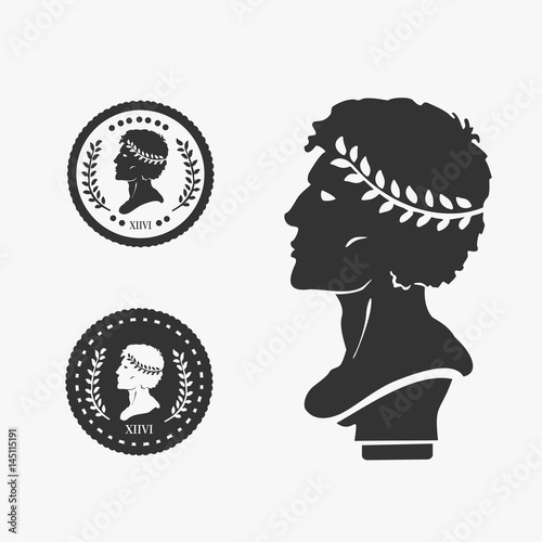 Fotomural Greek Profile Coin Vector Illustration
