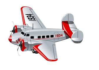 Wall Mural - Vector Cartoon Retro Plane. Available EPS-10 vector format separated by groups for easy edit