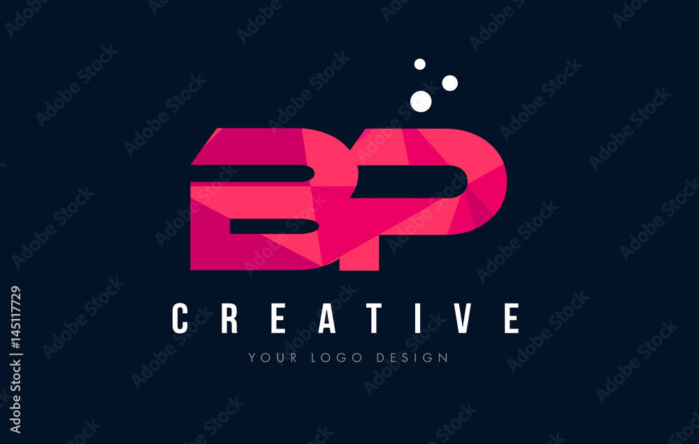 BP B P Letter Logo with Purple Low Poly Pink Triangles Concept Stock ...