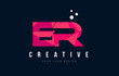 ER E R Letter Logo with Purple Low Poly Pink Triangles Concept