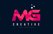 MG M G Letter Logo with Purple Low Poly Pink Triangles Concept