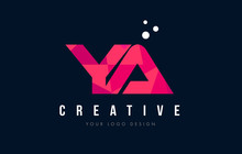 YA Y A Letter Logo With Purple Low Poly Pink Triangles Concept