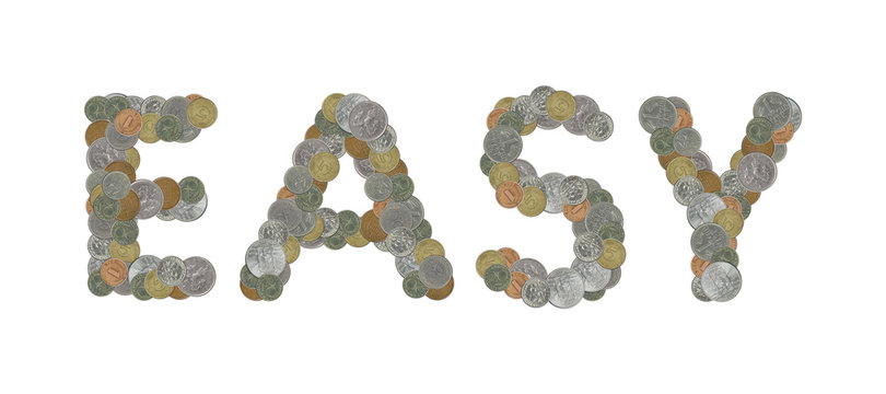EASY – Coins on white background
