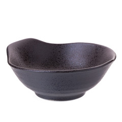 Wall Mural - black ceramic bowl on a white background.