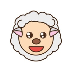 Poster - cute sheep face kawaii style vector illustration eps 10