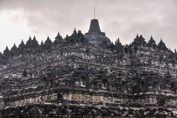 Wall Mural - Close view of the temple in Borobudur, Indonesia