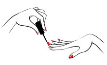 Vector Illustration Of Hands With Nailpolish