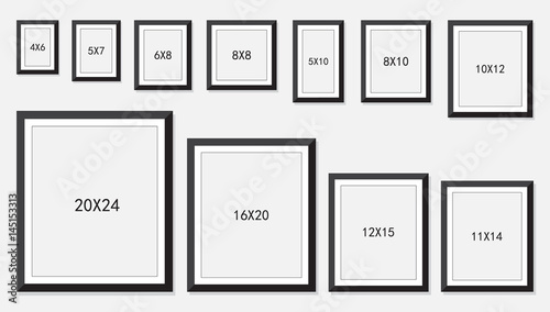 Fotomural photo and picture frame size isolated on white background, vector illustration