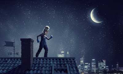Wall Mural - Dreaming of becoming a spaceman . Mixed media