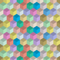 Wall Mural - 3d retro colors seamless pattern with cubes