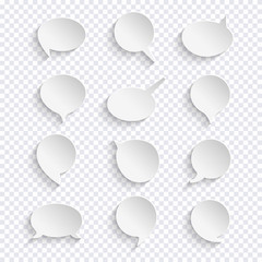 Canvas Print - vector set of paper white round speech bubbles icons