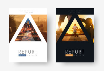 Poster -  Design of modern flyers with triangles for photos.