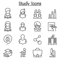 Learning , Study & Education icon set in thin line style