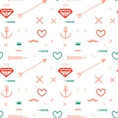 Poster - Abstract seamless pattern with many elements