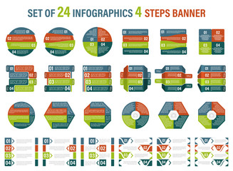 Fototapete - Set of infographic four steps vector banner.