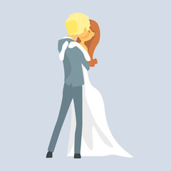 Poster - Beatuful bridal couple kissing, Romantic couple colorful cartoon character