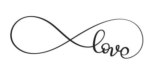 Wall Mural - Love word In the sign of infinity. Vector calligraphy and lettering EPS10