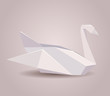Illustration of a paper origami swan. Paper Zoo. Vector element for your design
