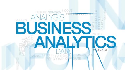 Wall Mural - Business analytics animated word cloud, text design animation. Kinetic typography.