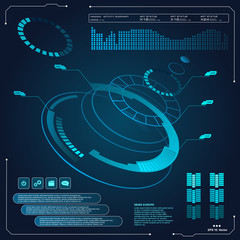 Poster - background with futuristic user interface design concept with hud elements