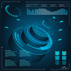 Poster - background with futuristic user interface design concept with hud elements