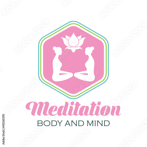 yoga body and mind meditation logo with text space for your slogan