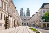 Fototapeta Panele - Street with Cathedral in Orleans, France