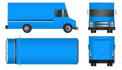 truck template. Cargo van Vector illustration EPS 10 isolated on white background. City commercial vehicle delivery.