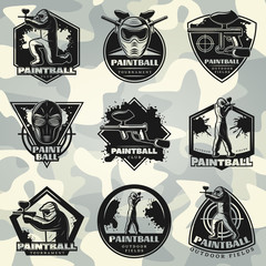 Canvas Print - Premium Vintage Paintball Club Labels Set